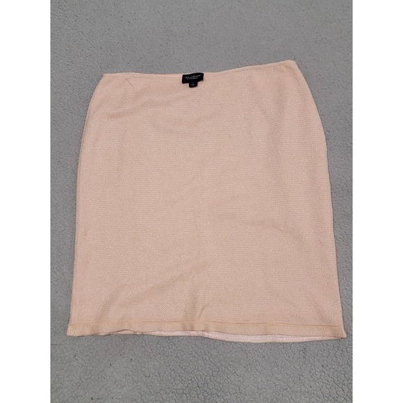 St John Couture Skirt Suit Womens 16 Pink Lurex Knit Jacket Rhinestone Button - Picture 12 of 16